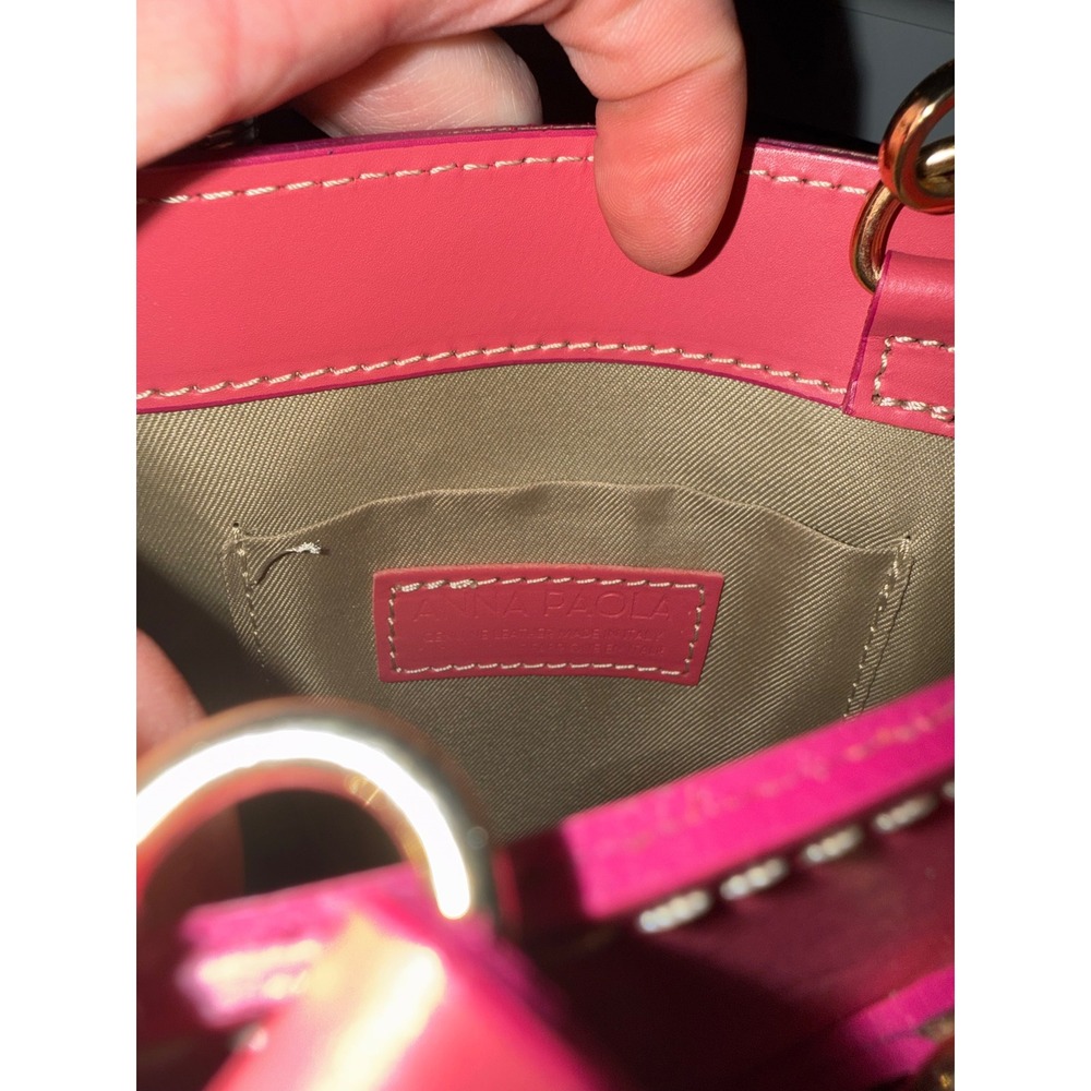 Anna Paola Pink Mini Top Handle Crossbody Bag Gold Hardware Adjustable Strap - Picture 10 of 12